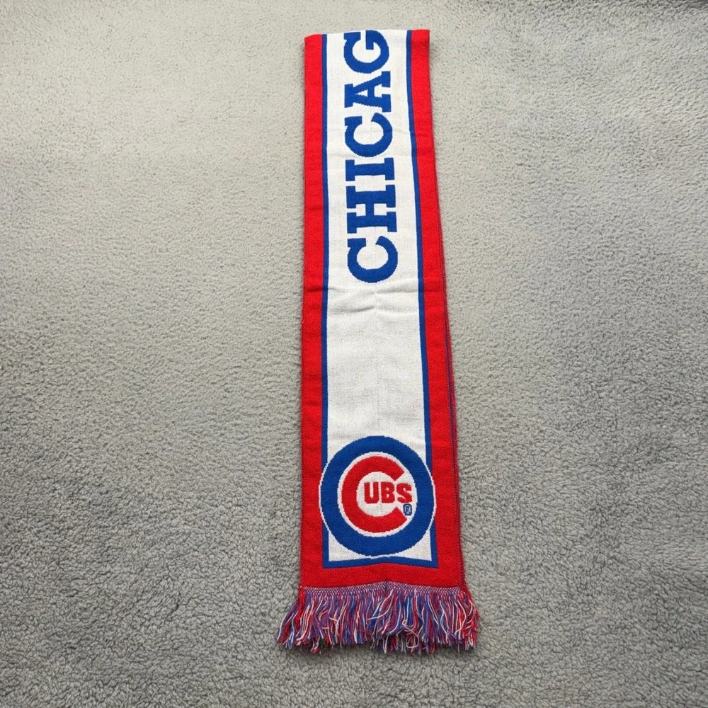 Chicago‎ Cubs MLB Baseball Heileman's Old Style Knit Fringe Red Blue White Scarf